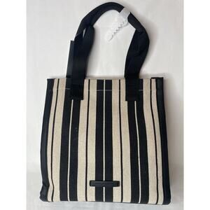 NWT FRENCH CONNECTION STRIPED NATURAL/BLACK FINA TOTE/HANBAG